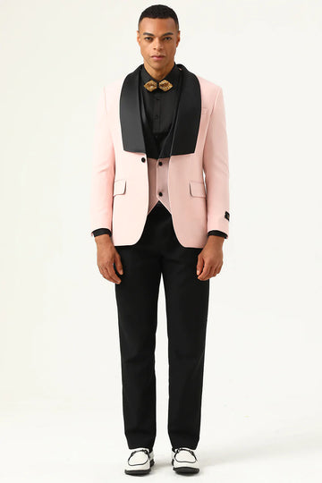 Pink Shaw Lapel 3 pièces Costumes de bal pour hommes